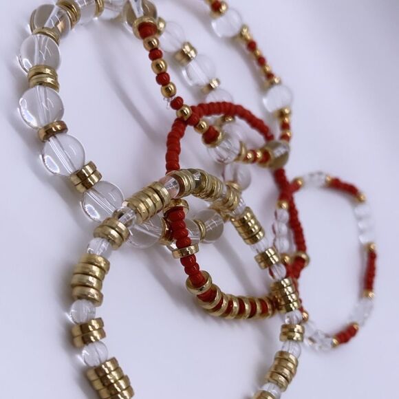 Wool + Pepper Co. Gold & Red Bracelet Stack (5) - Picture 4 of 6